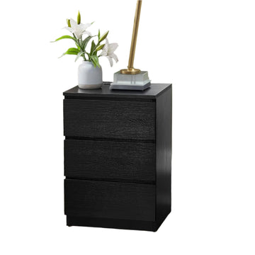 Nachtkastje met 3 laden – bijzettafel – modern – ebbenhoutzwart – 35 x 40 x 59 cm