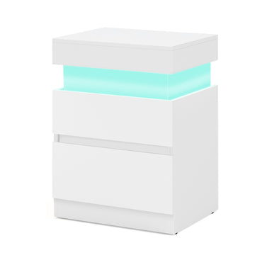 Bijzettafel met laadstation, verlichting en stopcontacten | Wit | 40x35x55 cm