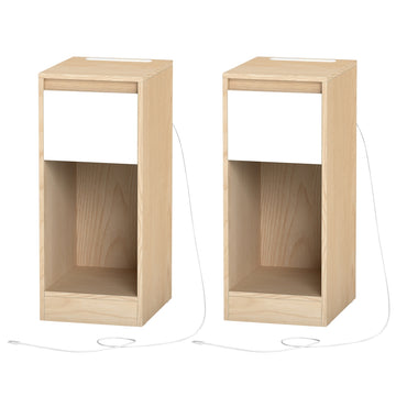 Smalle nachtkastjes, set van 2 | Geel-wit | 25x30x59,5 cm