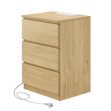 Set van 2 nachtkastjes met stekkerdoos en 3 laden | Geel | 40,5x35,5x59,5 cm