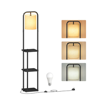Staande lamp met planken | Inktzwart | 31,8x29,9x160,5 cm