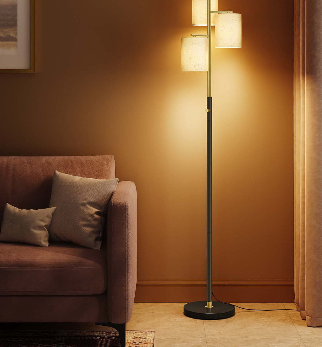 Vloerlamp goud-zwart - dimbaar - modern - 29 x 29 x 173 cm