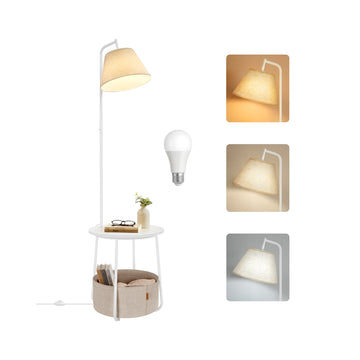 3-in-1 bijzettafel met lamp en stoffen mand | Matwit | 45x45x161,5 cm
