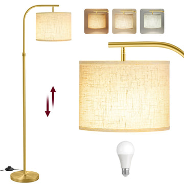 Verstelbare vloerlamp met voetschakelaar | Bleekgoud | 30x30x150-175 cm