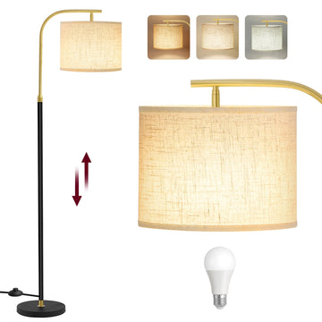 Verstelbare staande lamp met voetschakelaar | Mat zwart | 30x30x150-175 cm
