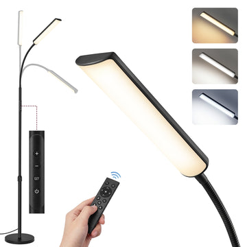 In hoogte verstelbare vloerlamp met afstandsbediening | Mat zwart | 22x22x141-175 cm