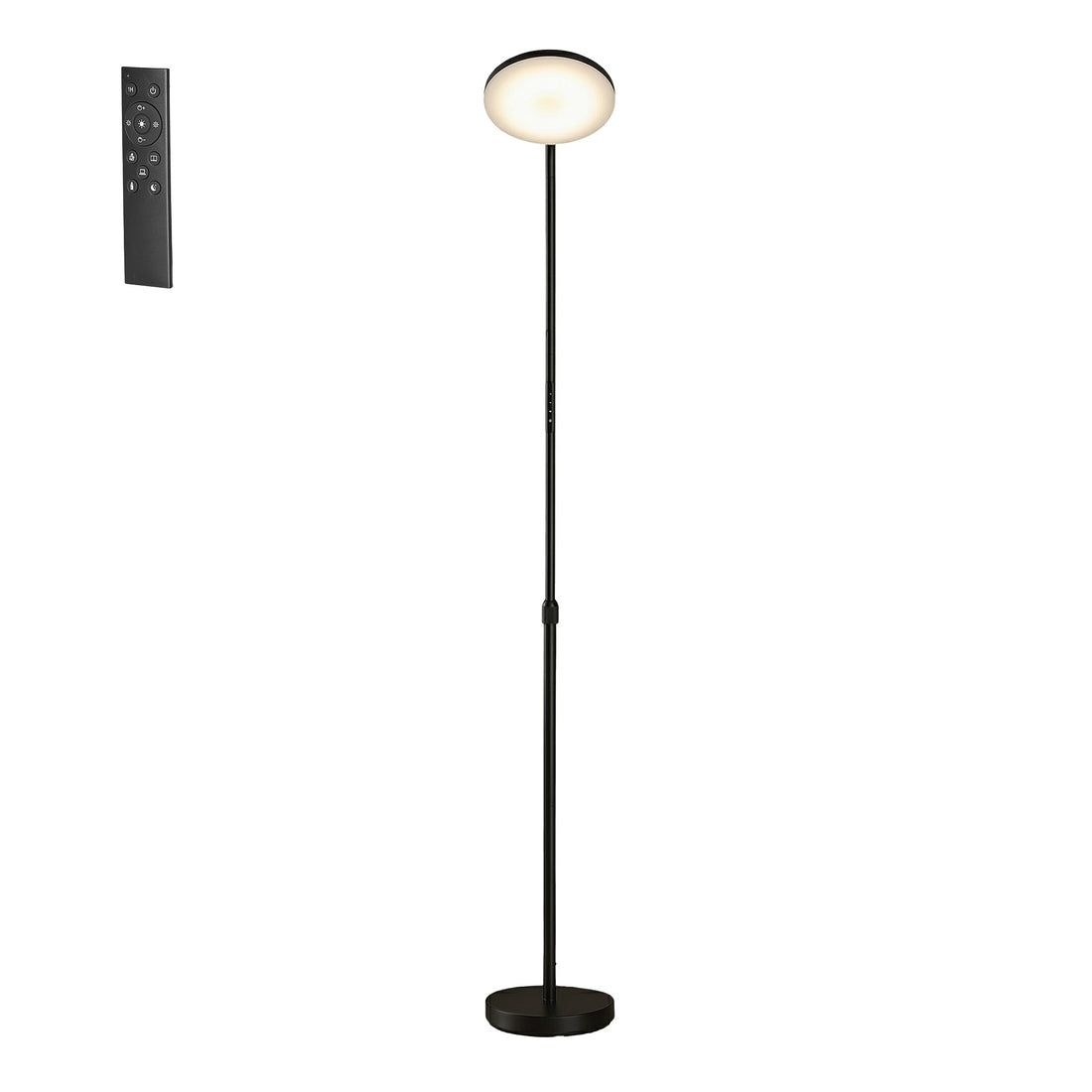 LED-Stehleuchte, verstellbar mit drehbarem Leuchtenkopf und Timer | Schwarz | 25x25x148-176 cm