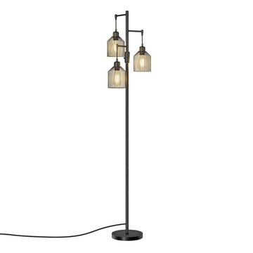 Vloerlamp met 3 E27-fittingen, in hoogte verstelbaar | Zwart | 32x29x176,5 cm