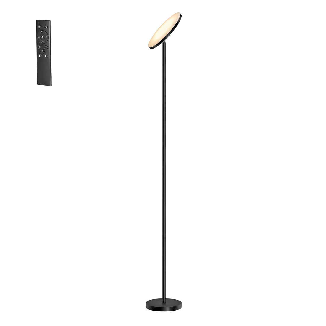 LED-Stehleuchte 30 W mit drehbarem Kopf und Fernbedienung | Schwarz | 25x25x176 cm