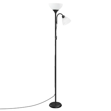 Vloerlamp met plafondstraler en verstelbare leeslamp | Zwart | 38,5x23,5x176 cm