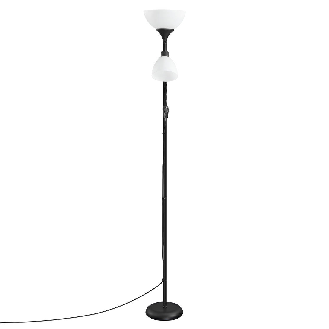 Stehleuchte mit Deckenfluter und verstellbarer Leselampe | Schwarz | 38,5x23,5x176 cm