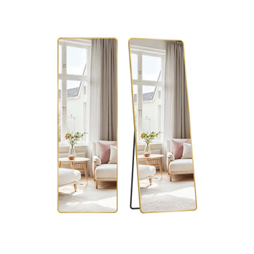 Rechthoekige passpiegel - hardglas en aluminium - 160 x 50 cm - goud