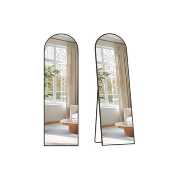 Passpiegel 150 x 40 cm - Volledige lengte - Hard glas & aluminium - Zwart
