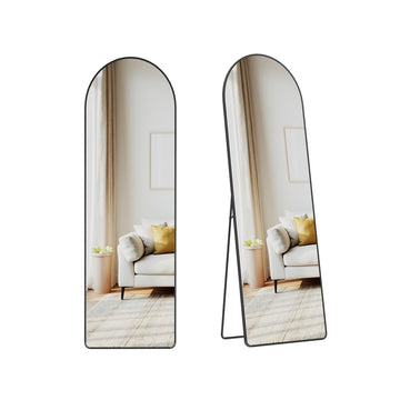 Passpiegel met gebogen frame van gehard glas | Tintenzwart | 160x50 cm