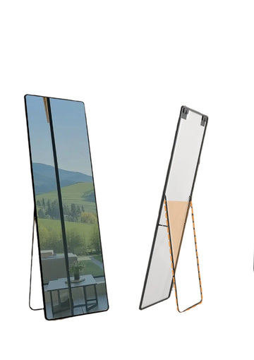 Passpiegel 160 x 50 cm - rechthoekig - staand of wandmontage - zwart