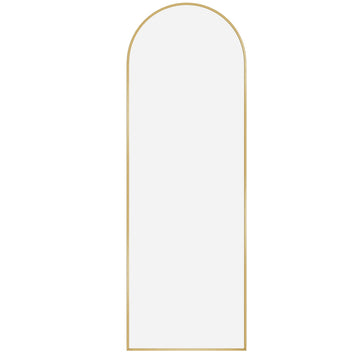Staande spiegel van gehard glas met aluminium frame | Goud | 160x50 cm