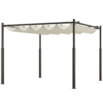Pergola 3x3 m met uitschuifbaar dak | Kleur: Wit-zwart | Afmetingen: 298x298x230 cm