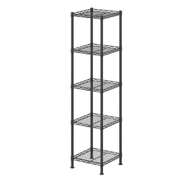 Smal metalen rek met verstelbare planken | Zwart | 30x30x121 cm