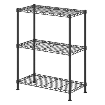 Metalen opbergrek met verstelbare planken 3 niveaus voor garage | Zwart | 60x30x77 cm