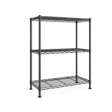 Metalen opbergrek 3 niveaus met verstelbare legplanken | Inktzwart | 60x30x77 cm