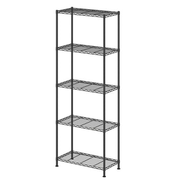 Metalen opbergrek 5 niveaus met verstelbare legplanken | Zwart | 60x30x161 cm