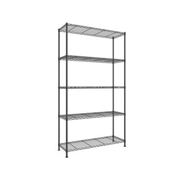 Metalen opbergrek met verstelbare planken | Inktzwart | 90x30x161 cm