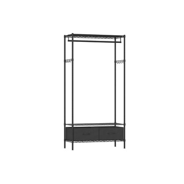 Stalen kledingrek, zwaar belastbaar, zwart, 40 x 90 x 180 cm, 90 kg draagvermogen