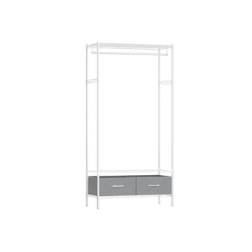 Kledingrek met 2 laden - Staal - 40 x 90 x 180 cm - Wit-grijs