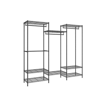Open kledingkast met verstelbare planken - zwart staal - 220 kg - 40x175x180 cm