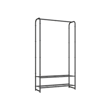 Kledingrek met planken - kledingstandaard - staal - 29 x 73 x 158,4 cm - mat zwart