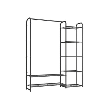 Kledingrek met planken - Kledingorganizer - Stalen rek - 29x112x158,4 cm - 73 kg - Mat zwart