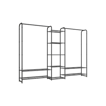 Kledingrek met planken - stevig staal - 29 x 183 x 158,4 cm - matzwart