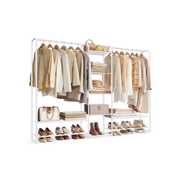 Kledingrek in trapvorm - kledingorganizer - staal - wit - 29x183x158,4 cm