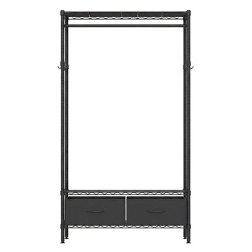 Open kledingrek met draadplanken | Zwart | 90x40x180 cm