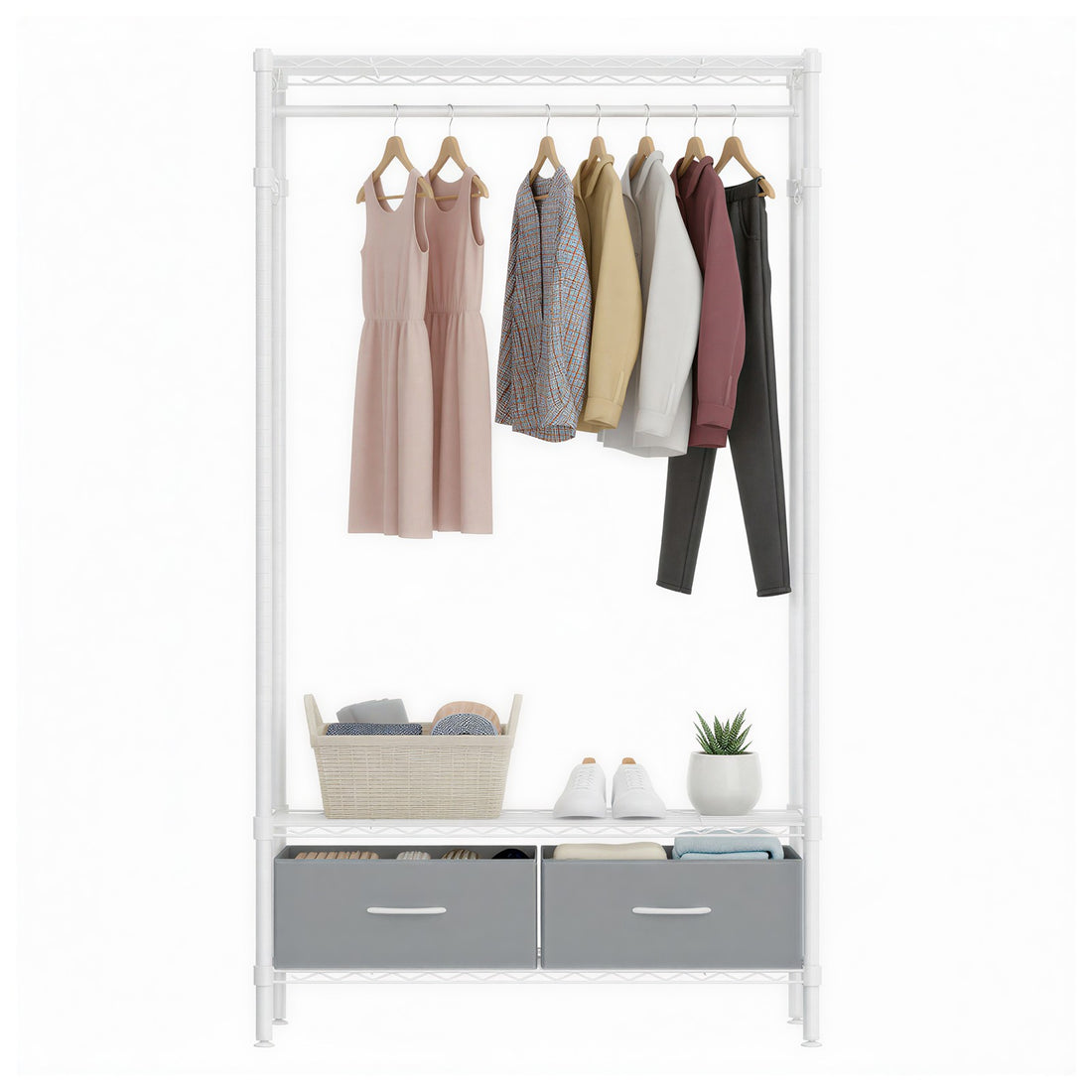 Open kledingkast met rasterplanken | Wit | 90x40x180 cm