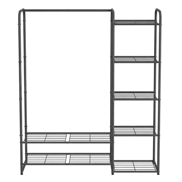 Metalen kledingrek met opbergruimte | Zwart | 110x29x158,4 cm