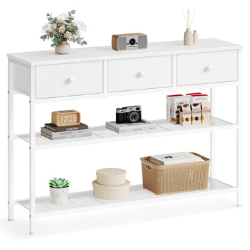 Konsolentafel met 3 laden | Wolkenwit en mistwit | 98,8x30x78,7 cm