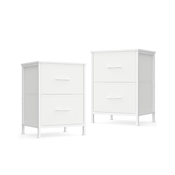 Set van 2 nachtkastjes met 2 laden | Wolkenwit-sneeuwwit | 39.6x30x52.2 cm