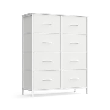 Ladekast met 8 stoffen laden | Wolkenwit-sneeuwwit | 76,7x30x95,2 cm
