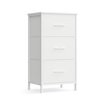 Kommode met 3 stoffen laden | Wolkenwit-sneeuwwit | 39,6x30x73,7 cm