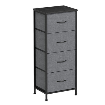 Ladekast met 4 stoffen lades | Grijs | 39,6x30x95,2 cm