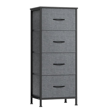 Kommode met 4 laden, opbergkast | Leigrijs | 39,6x30x95,2 cm