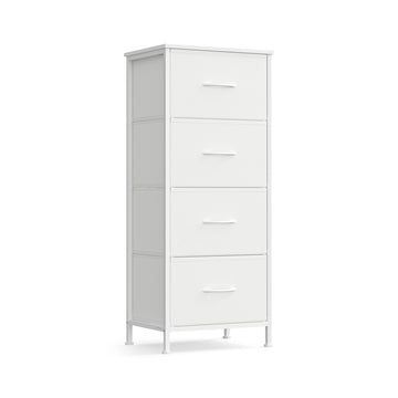 Kommode met 4 stoffen lades | Wolkenwit-sneeuwwit | 39,6x30x95,2 cm