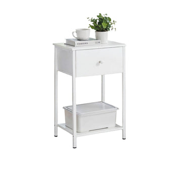 Nachtkastje met plank en stoffen lade - 28,1 x 38,1 x 61,1 cm