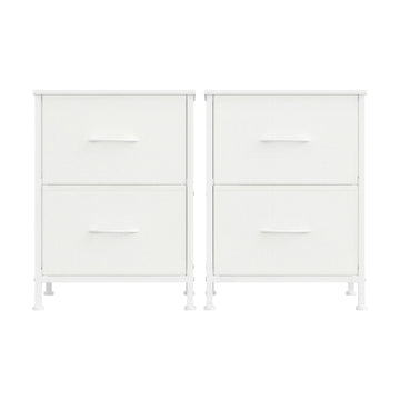 Nachtkastjes set van 2 met 2 laden voor slaapkamer | Wit | 39,6x30x52,2 cm