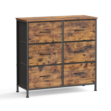 Ladekast met 6 stoffen laden | Bruin-Zwart | 76,7x30x73,7 cm