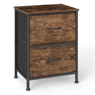 Opbergkast met 2 stoffen lades | Bruin-zwart | 39,6x30x52,2 cm