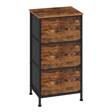 Ladekast met 3 stoffen laden | Bruin-zwart | 39,6x30x73,7 cm