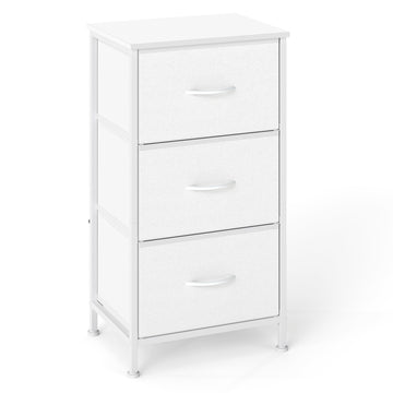 Ladekast met 3 stoffen lades | Wit | 39,6x30x73,7 cm