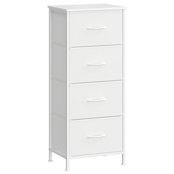 Ladekast met 4 stoffen laden | Wolkenwit-Sneeuwwit | 39,6x30x95,2 cm